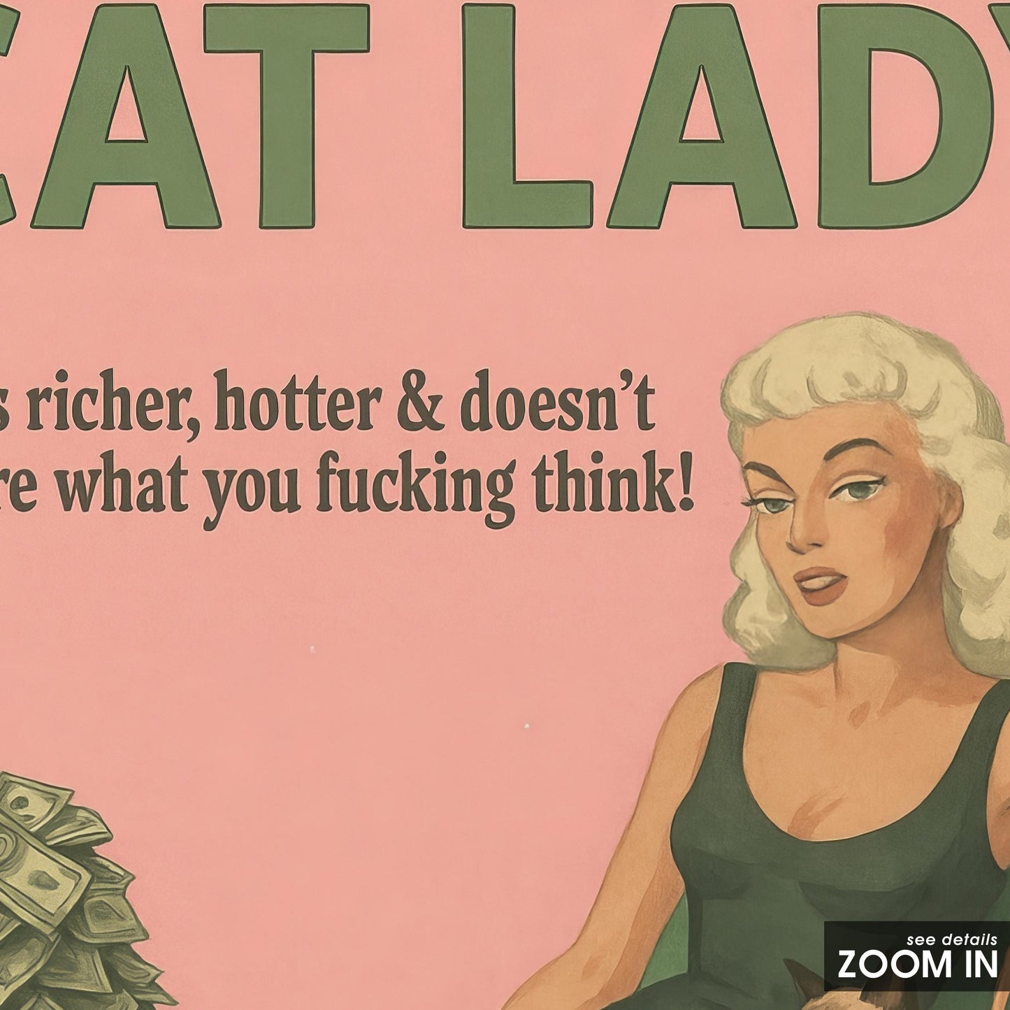 Childless Cat Lady Poster – Bold Feminist Wall Art | Retro Cat Illustration