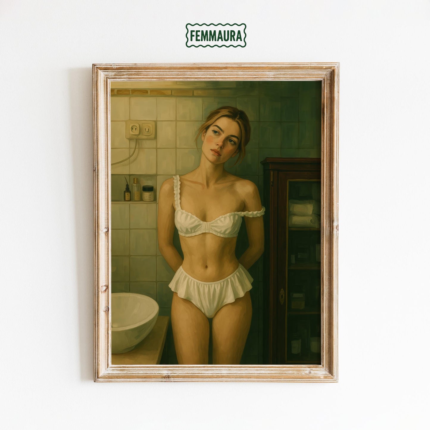 Vintage Cinematic Wall Art – Moody Bathroom Art With Feminine Elegance