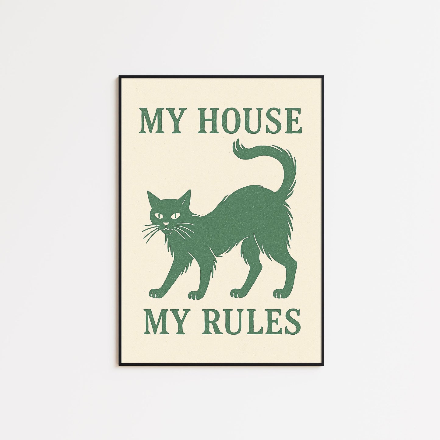 My House My Rules Poster – Funny Cat Wall Art for Pet Lovers, Retro Home Decor