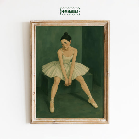 Ballet Dancer Wall Art – Graceful Ballerina Illustration | Elegant White Tutu Painting