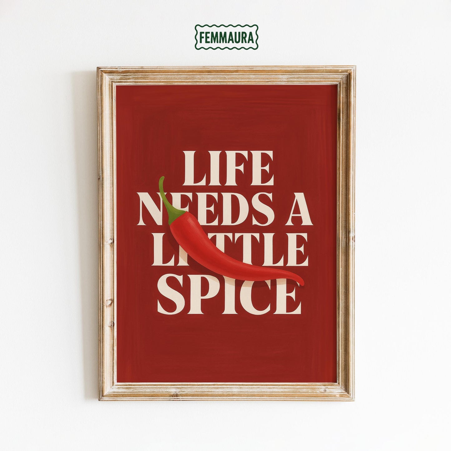 Retro Kitchen Poster – Bold Red Wall Art With Spicy Chili Pepper Design