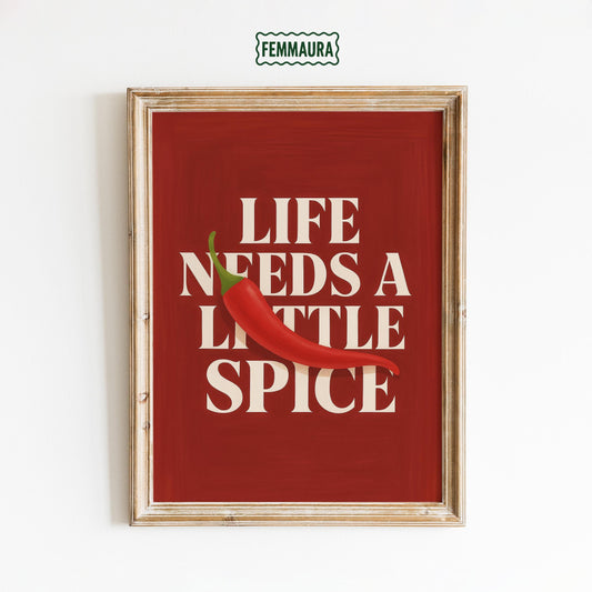 Retro Kitchen Poster – Bold Red Wall Art With Spicy Chili Pepper Design