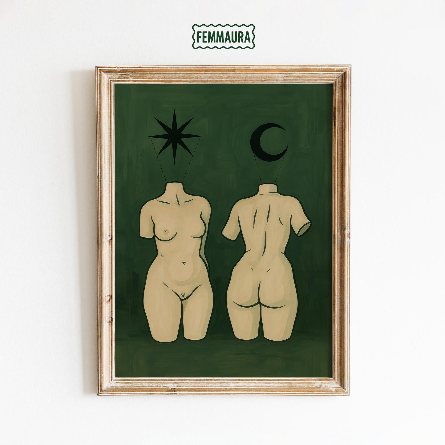 Feminine Wall Art – Symbolic Celestial Feminine Print | Green Wall Decor