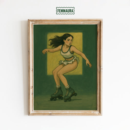 Retro Roller Skater – Vintage Sport Decor | Skating Wall Print Artwork