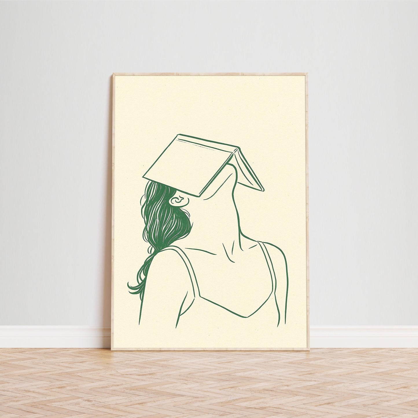Book Rest Poster – Minimal Line Art Woman Print, Femmaura Bold Series
