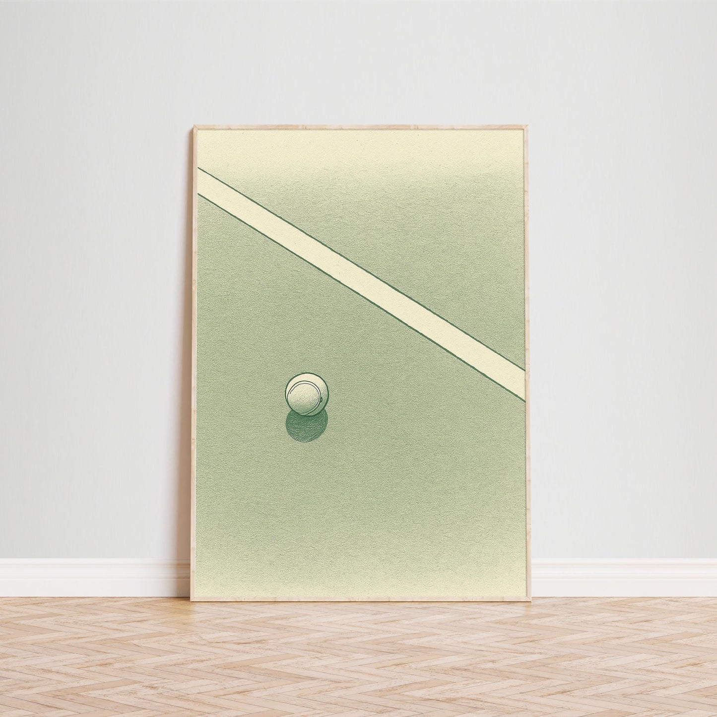 Minimal Tennis Court Poster – Green Modern Wall Art for Sports Lovers
