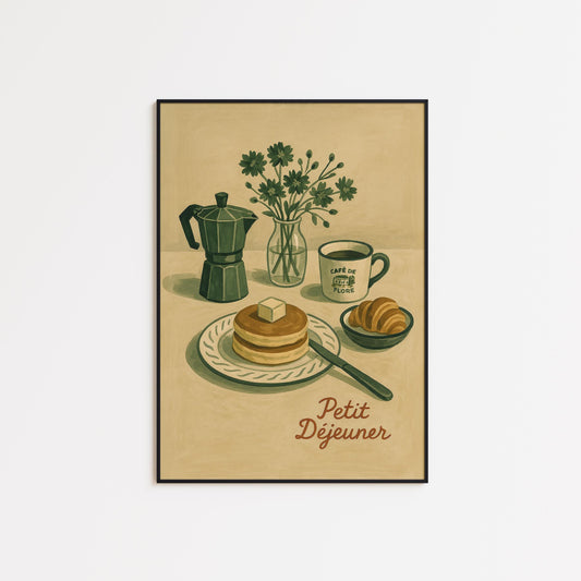 French Breakfast Poster – Parisian Wall Art | Vintage Café de Flore Print