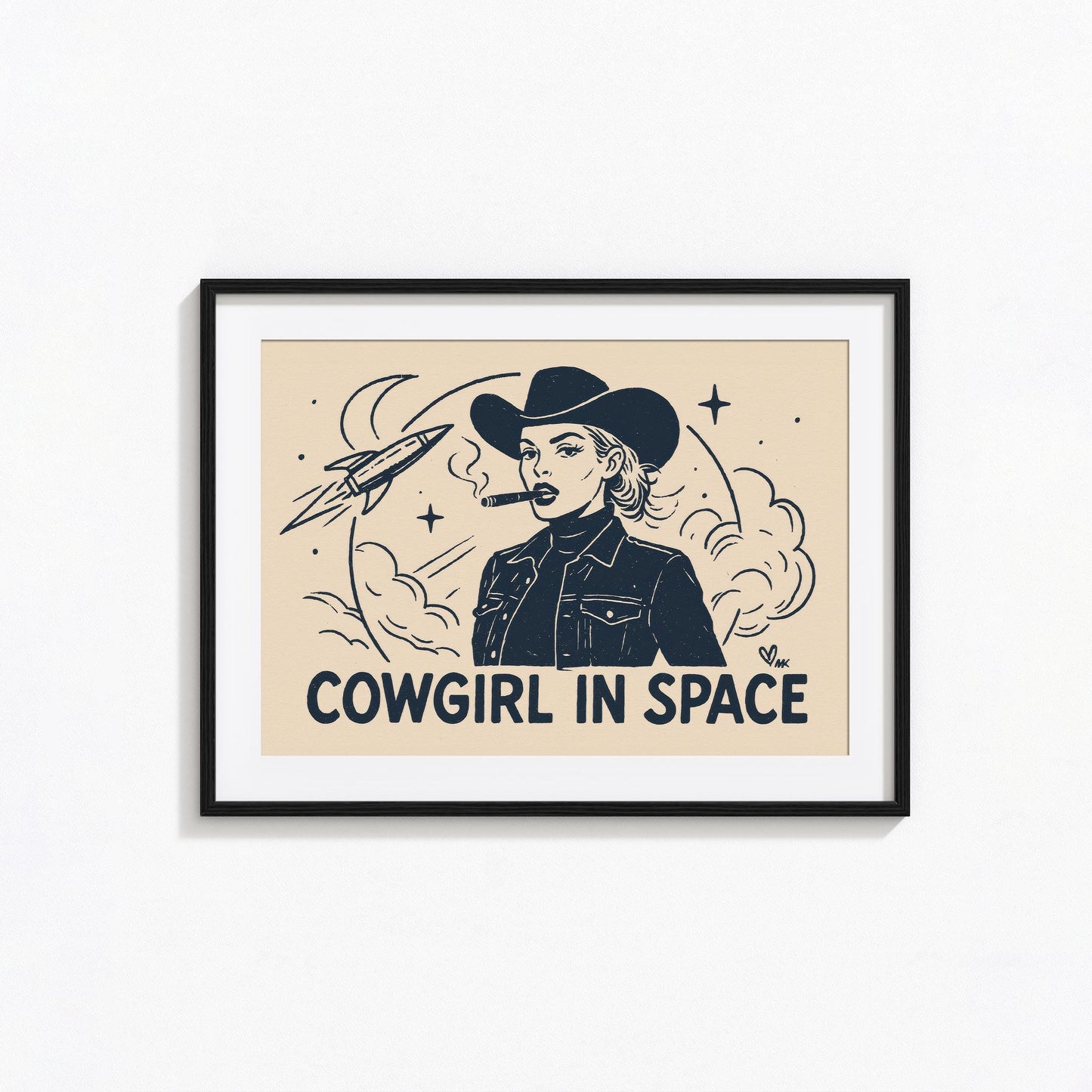 Retro Western Sci-Fi Poster – Space Cowgirl Digital Download Art Print