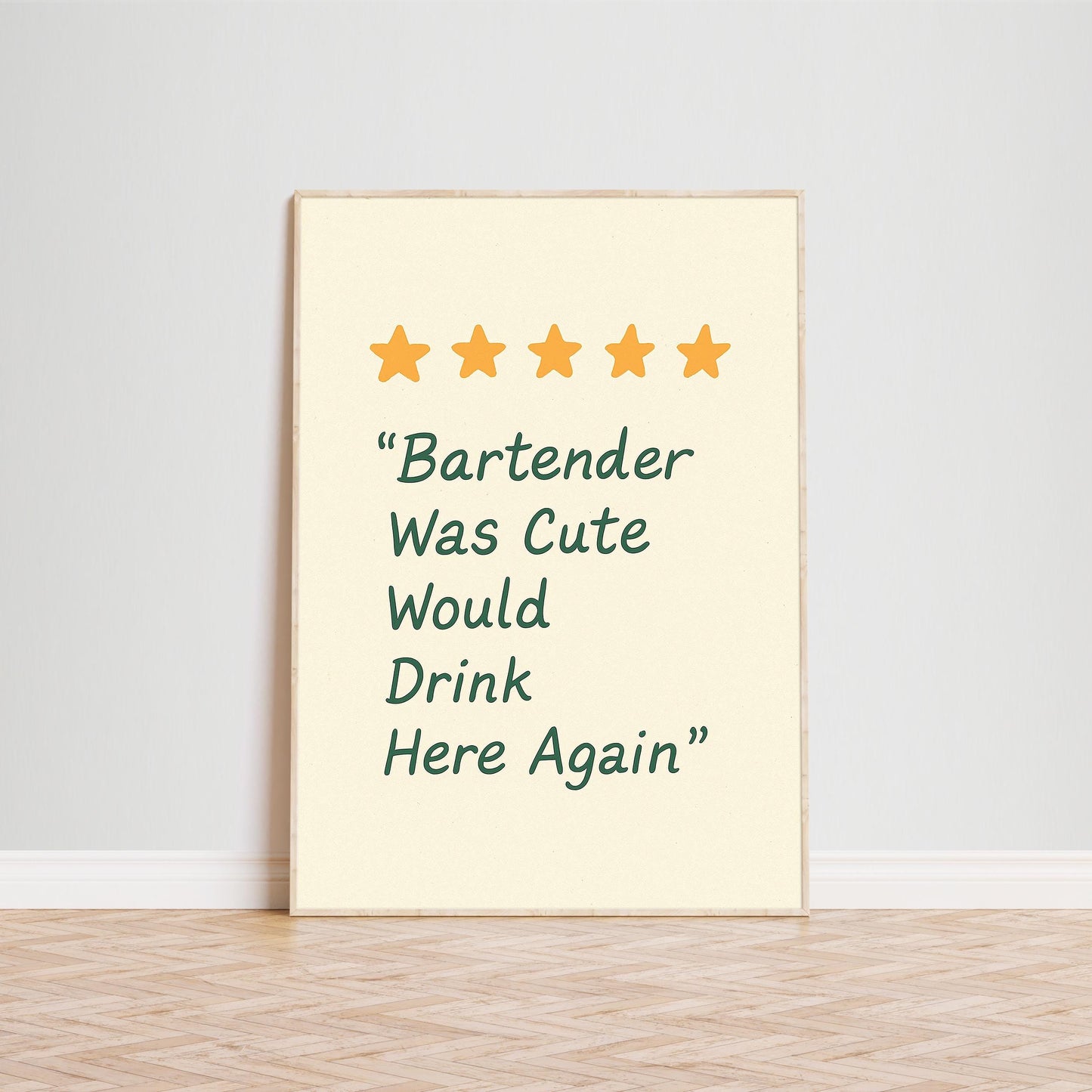 Funny Bartender Review Art Print – Retro Bar Wall Decor