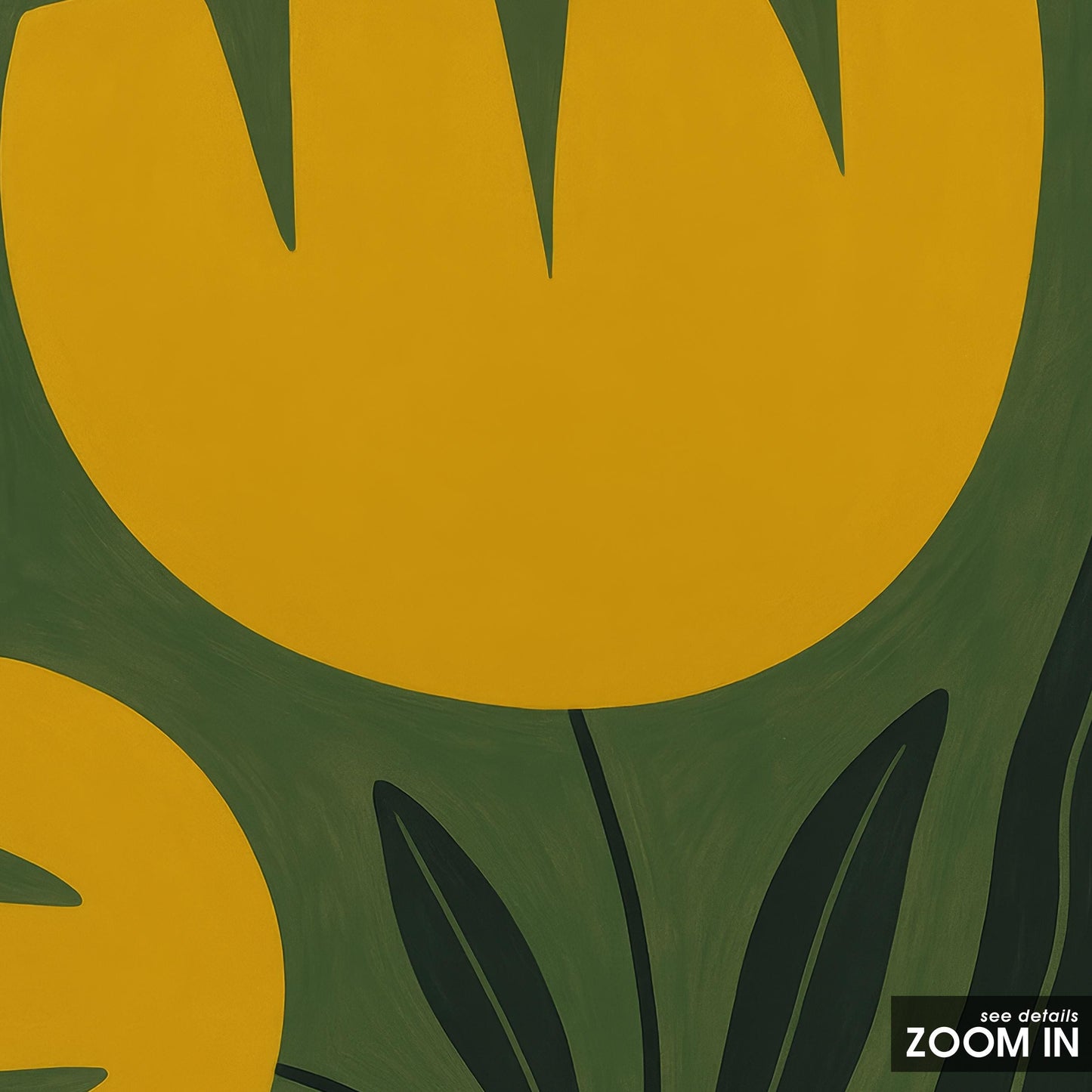 Olive Green Wall Art – Retro Floral Poster | Minimalist Tulip Print