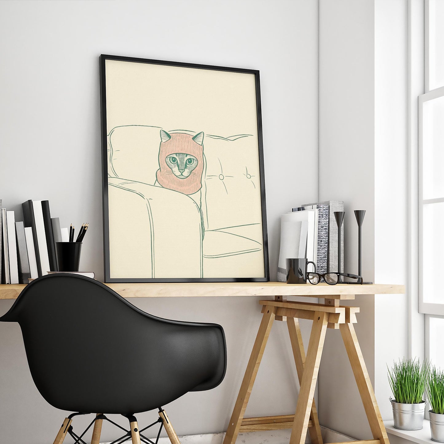 Funny Cat Poster – Minimal Cat Print With Quirky Animal Art & Cozy Wall Decor