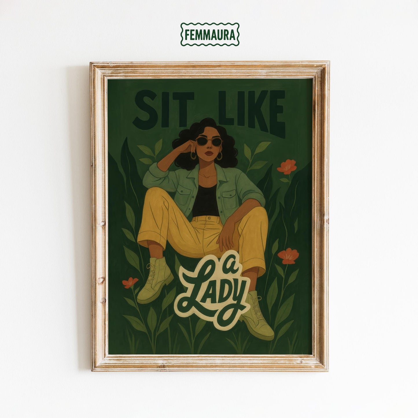 Feminine Empowerment Wall Art – Bold Feminist Poster With Greenery & Typography