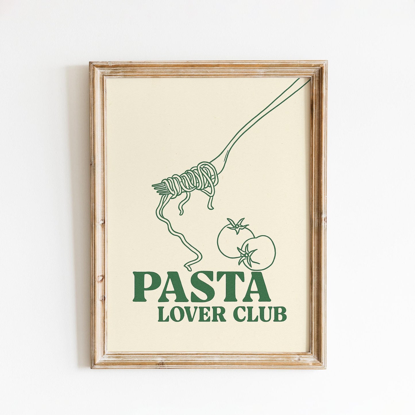 Pasta Lover Club Poster – Minimal Kitchen Wall Art, Italian Food Print