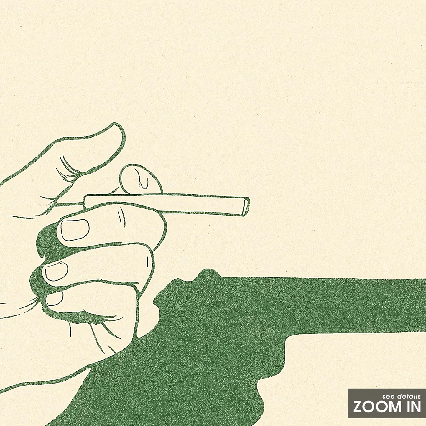 Cigarette & Gun Poster – Minimal Surreal Line Art Print, Femmaura Bold Series