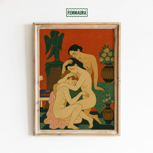 Sensual Nude Art Print – Female Trio Poster | Modern Feminine Art Decor