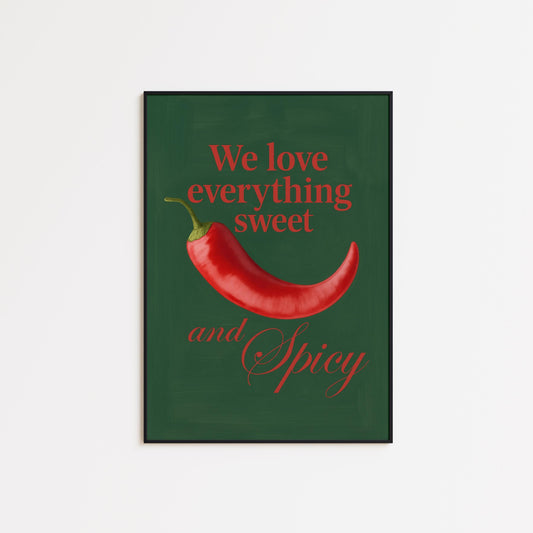 Retro Kitchen Poster – Vintage Kitchen Art With Sweet and Spicy Chili Pepper Print