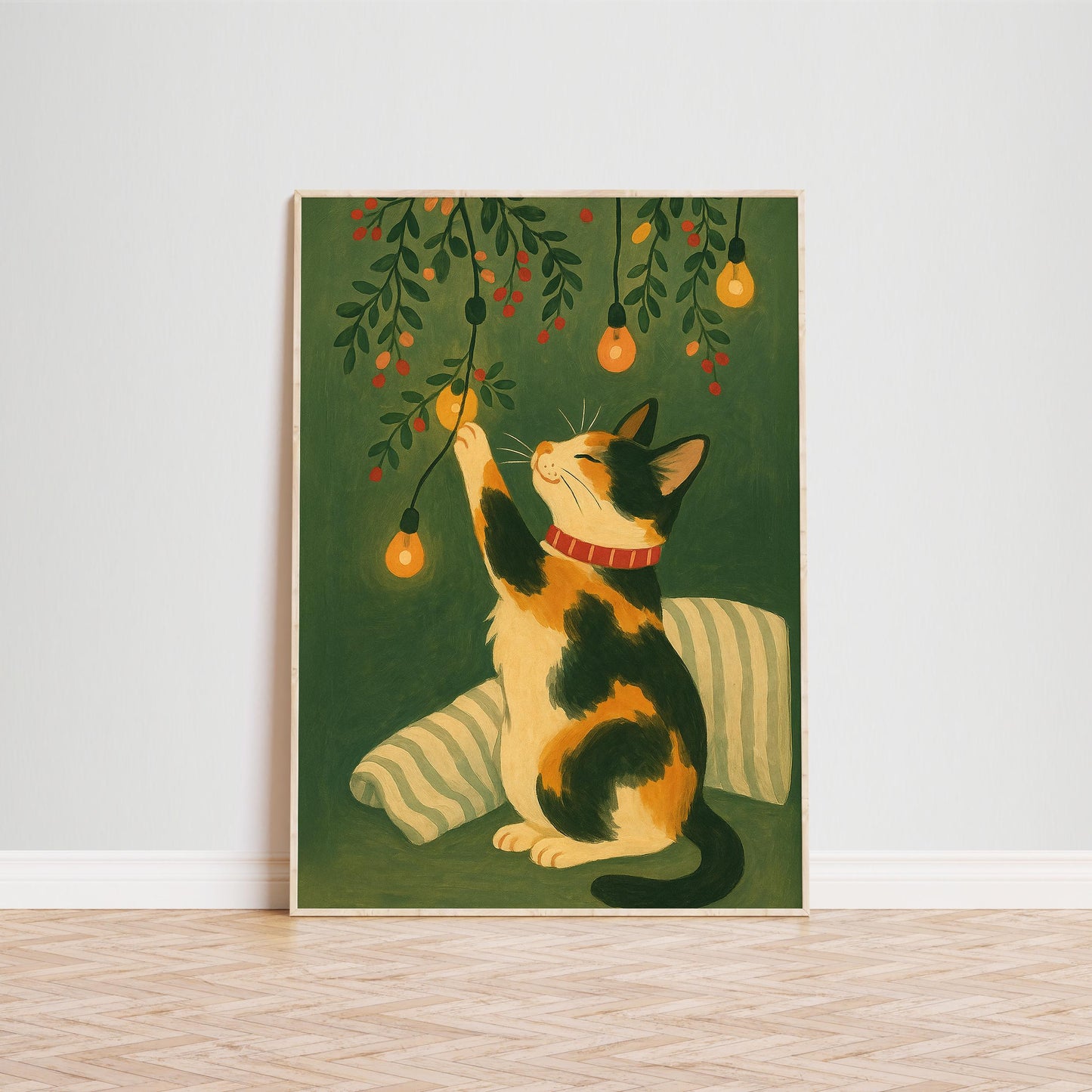 Christmas Cat Poster – Cozy Retro Christmas Print | Festive Cat Gift