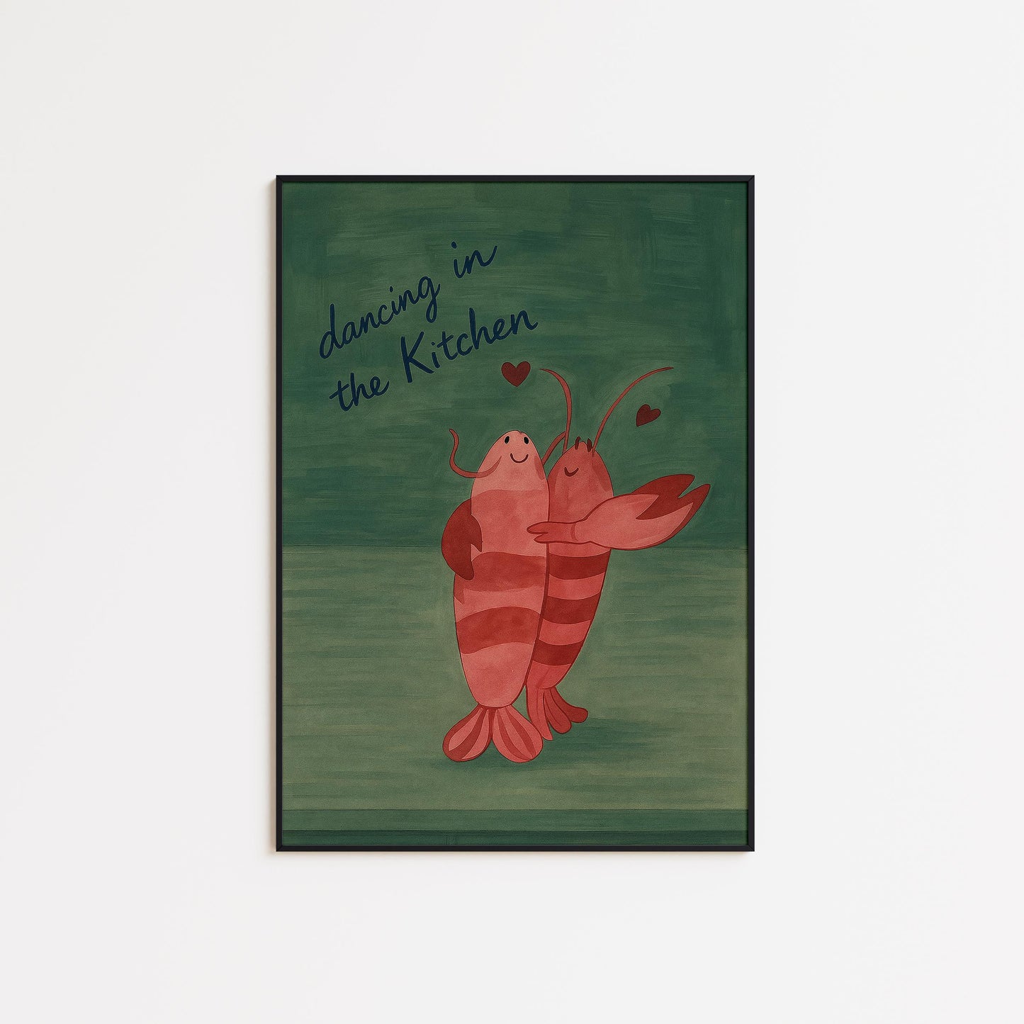 Romantic Lobster Wall Art – Cute Kitchen Decor | Dancing Lobster Poster Print