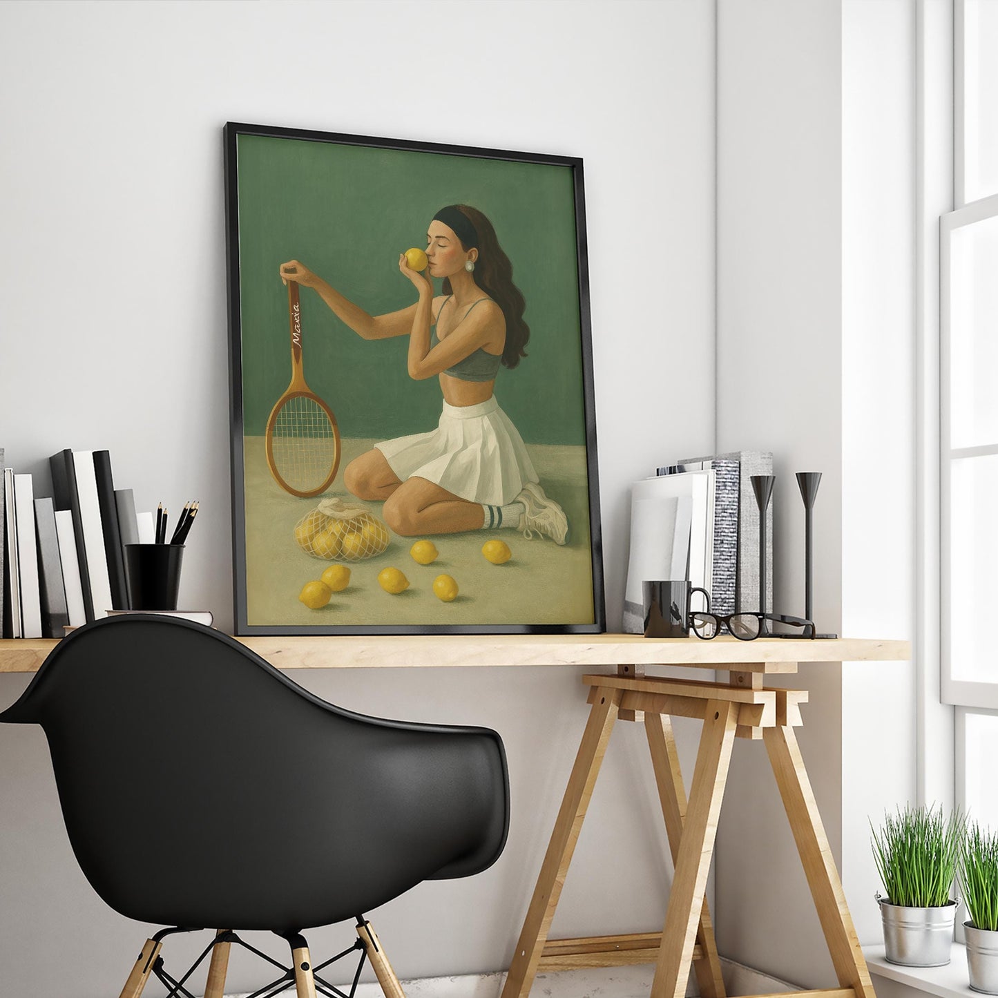 Lemon Tennis Poster – Retro Sporty Print With Stylish Feminine Tennis Artwork