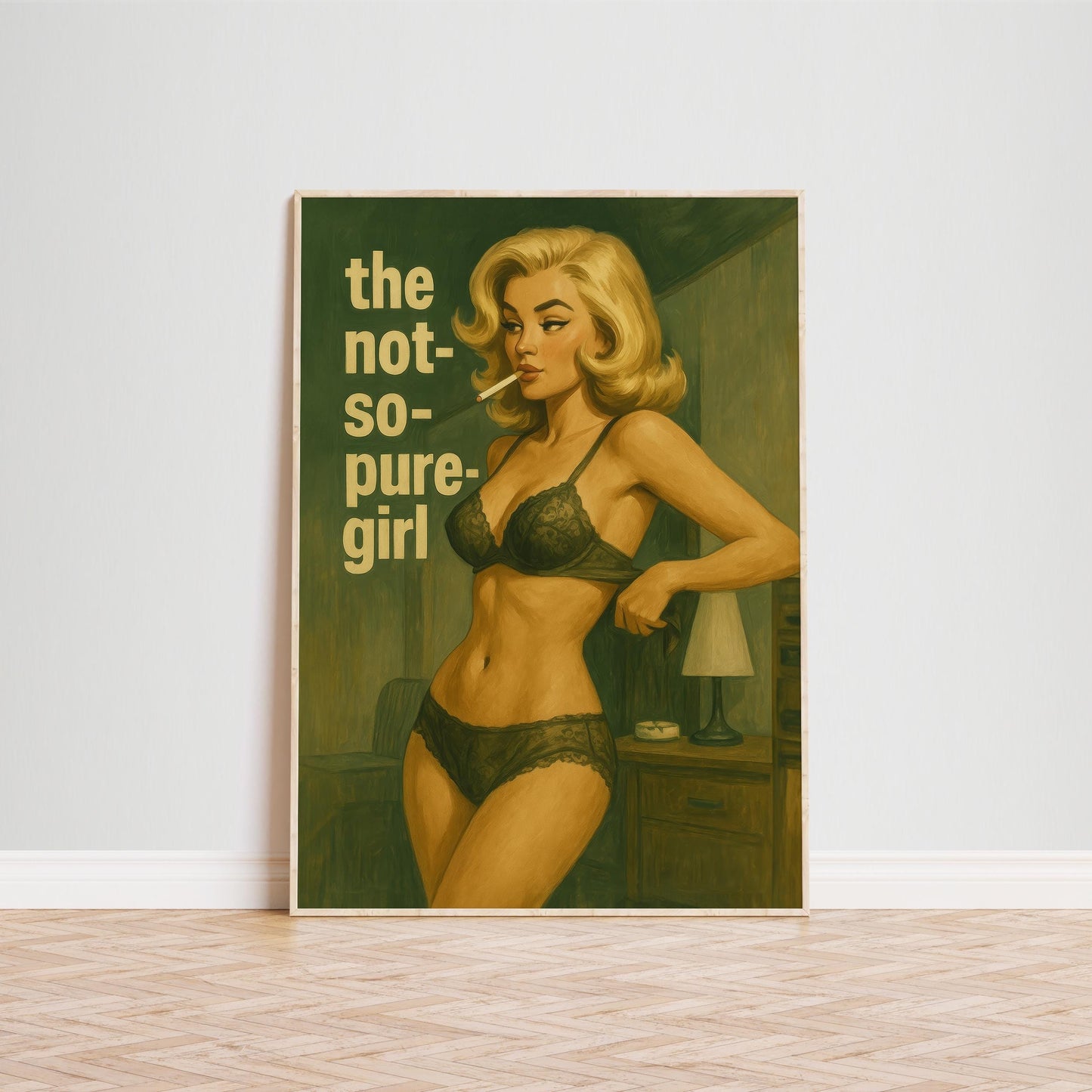 Queer Pulp Pin-Up Vintage Erotica Art – Bold Femme Fatale Poster on Semi-Glossy Paper