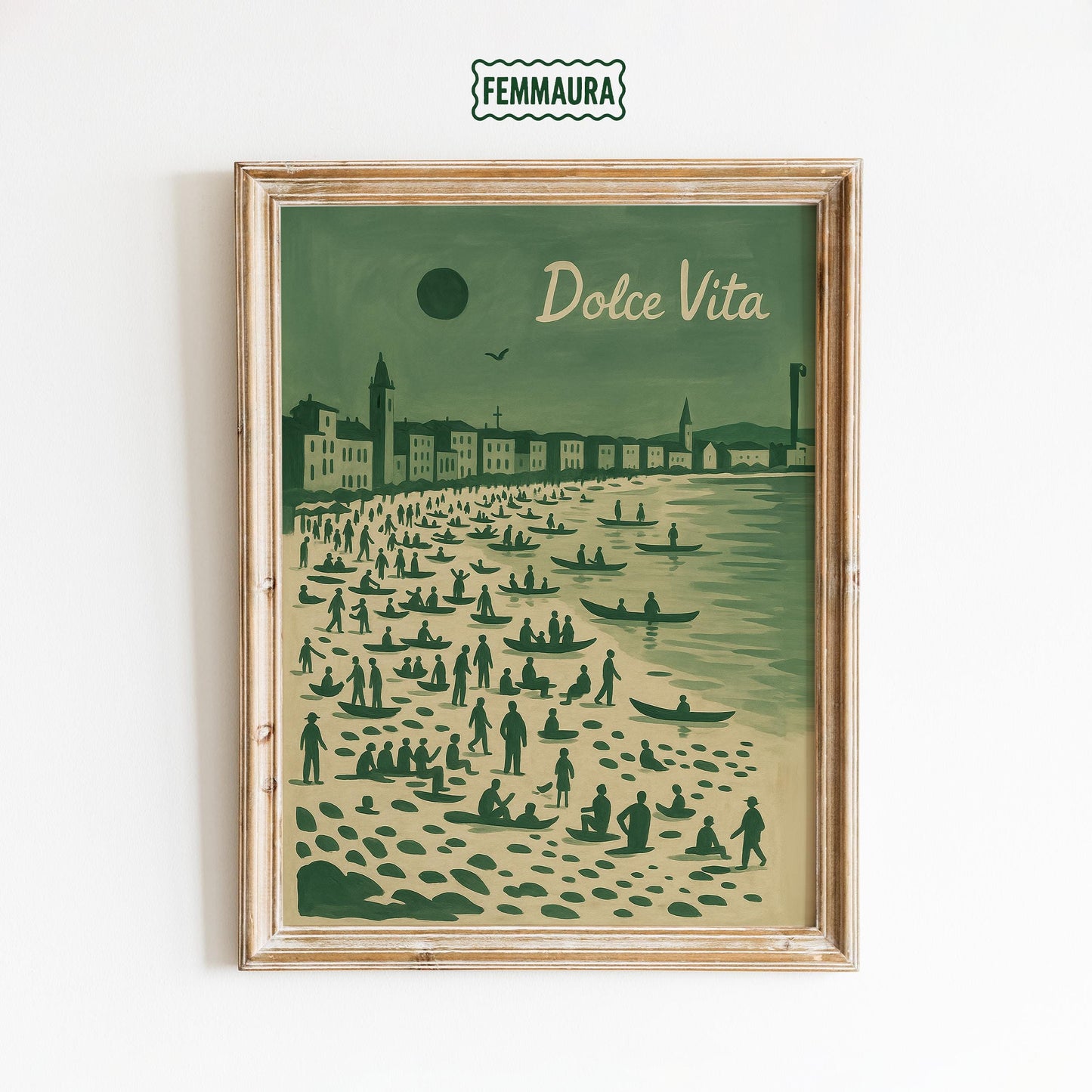 Vintage Italian Beach Poster – Mediterranean Coastal Art | Retro Summer Wall Print