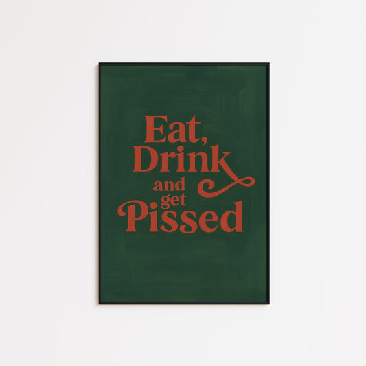 Funny Holiday Poster – Bold Christmas Wall Art With Cheeky Drink Decor Print