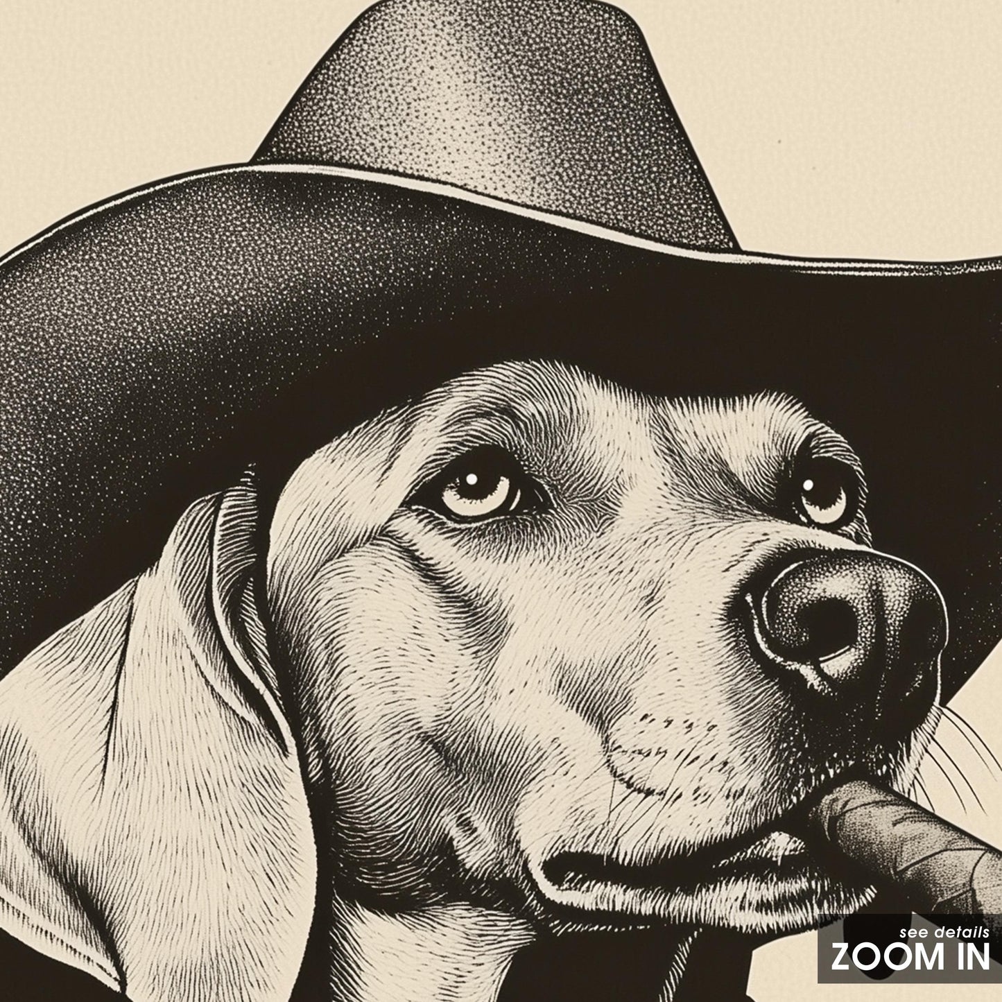 Cowboy Dog with Cigar – Funny Western Wall Art Print