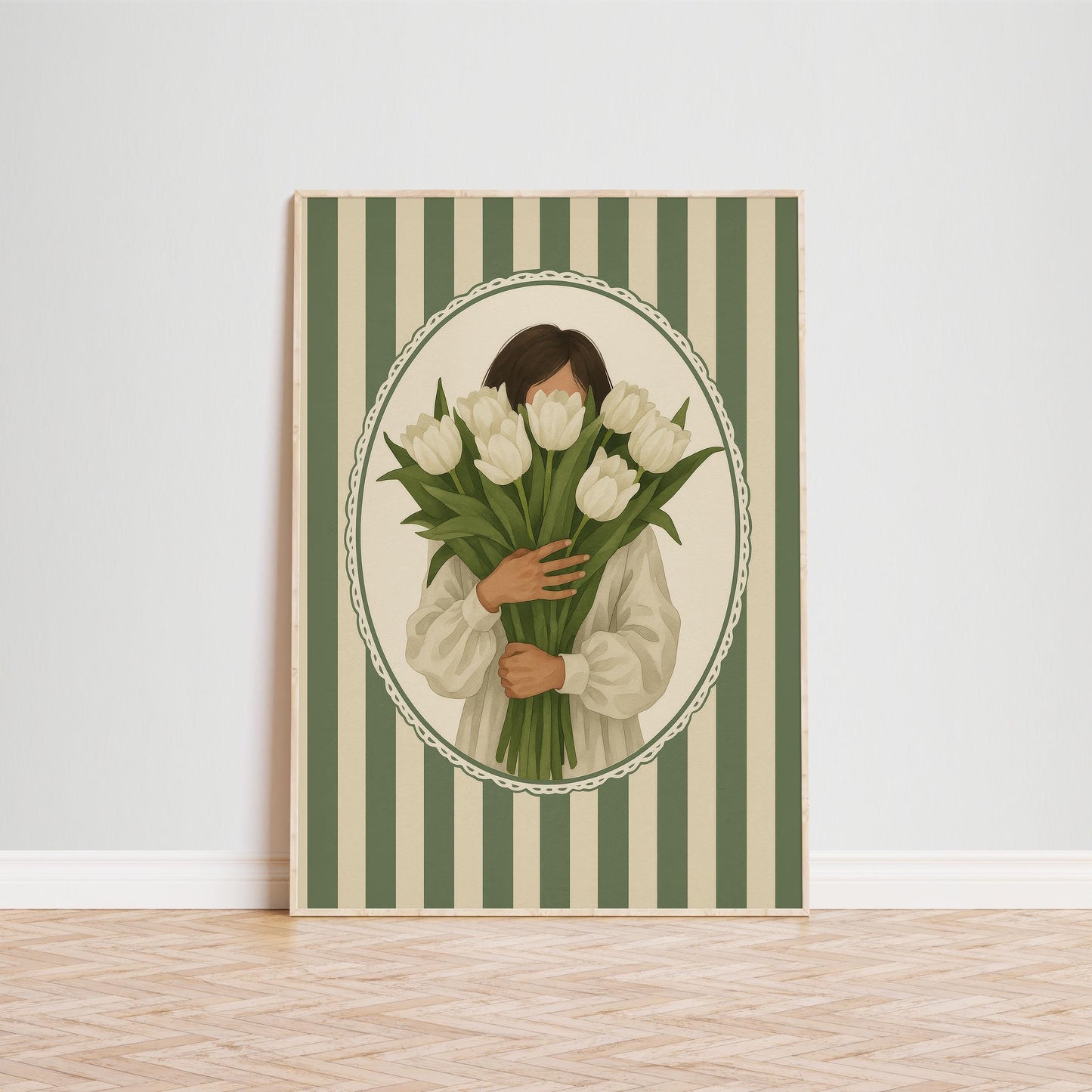 White Tulips Poster – Queer Wall Art With Soft Floral Romantic Palette