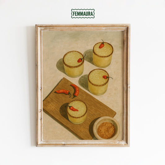Spicy Margarita Poster – Retro Cocktail Art With Chili Pepper Artwork