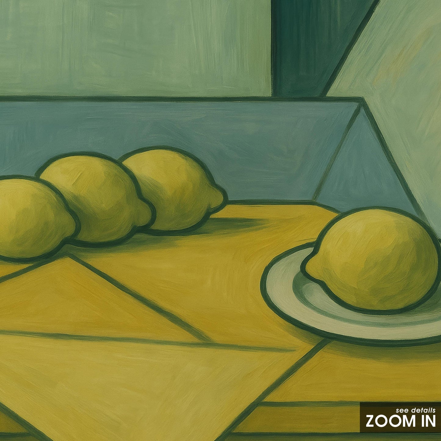 Cubist Lemons Wall Art – Modern Kitchen Abstract Fruit Print | Geometric Decor