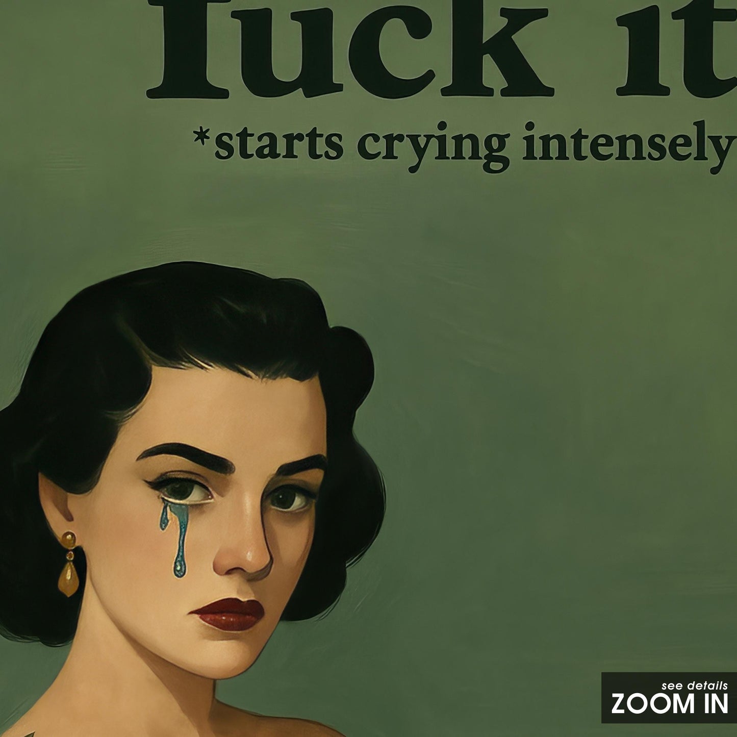 Dark Humor Poster – Retro Wall Art Featuring Tattooed Woman & Bold Quote