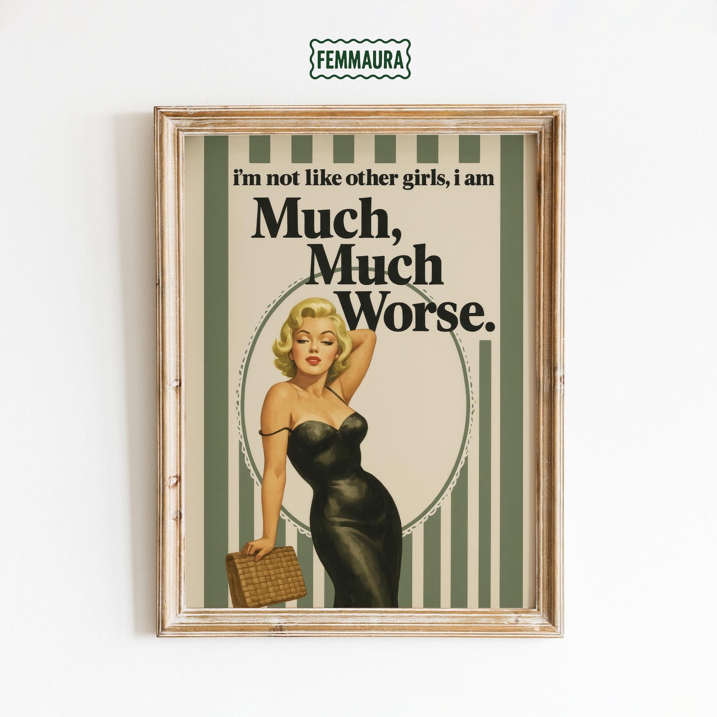 Retro Pin-Up Poster – Feminist Wall Art With Dark Humor Quote & Vintage Glam