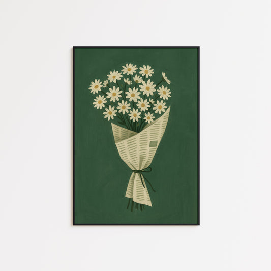 Daisy Bouquet Poster – Vintage Floral Art | Minimalist Flower Print on Semi-Glossy Paper