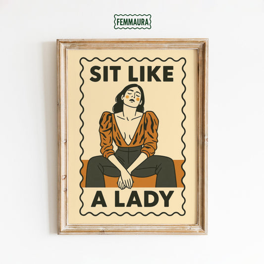 Feminist Retro Wall Art – Earth Tone Poster With Bold Femme Power Print
