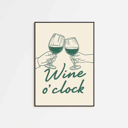 Wine O'Clock Print – Minimalist Line Art Kitchen & Bar Decor
