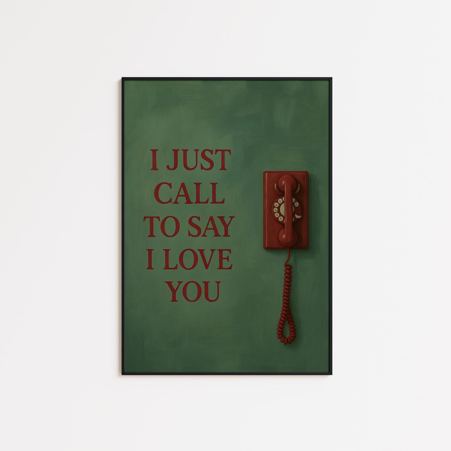 Retro Phone Poster – Vintage Call Artwork With Bold Green Romantic Wall Print