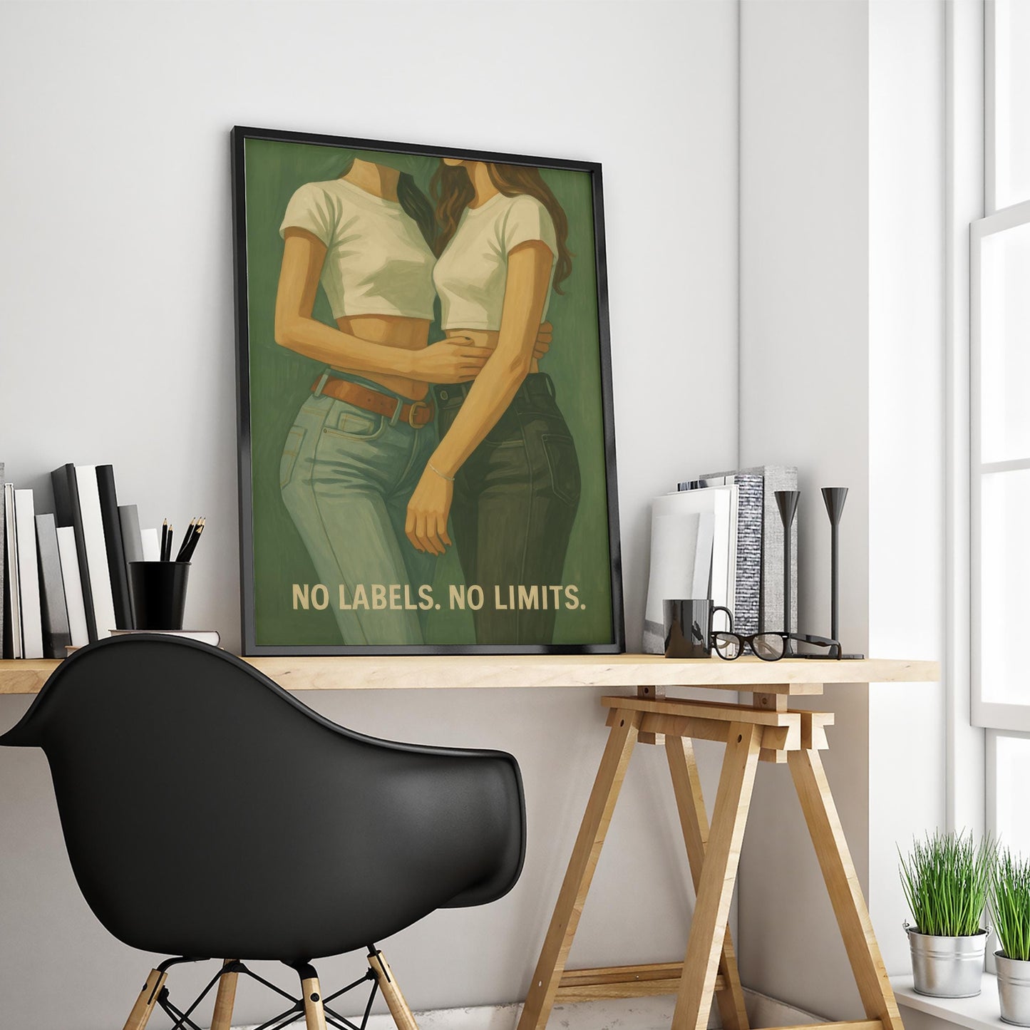 Queer Feminist Art Print – Lesbian Couple Print | Inclusive Fluid Identity Wall Decor