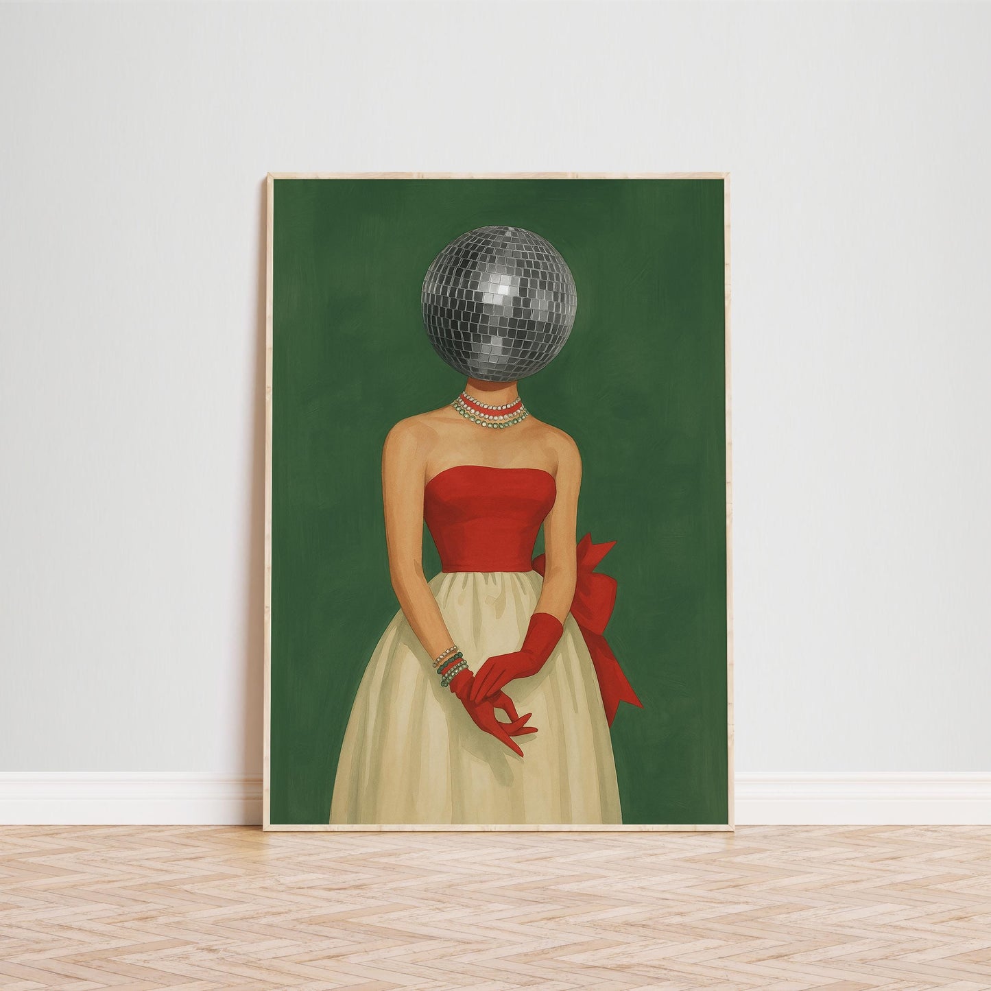 Surreal Disco Ball Poster – Retro Glam Art Print | Eclectic Wall Decor