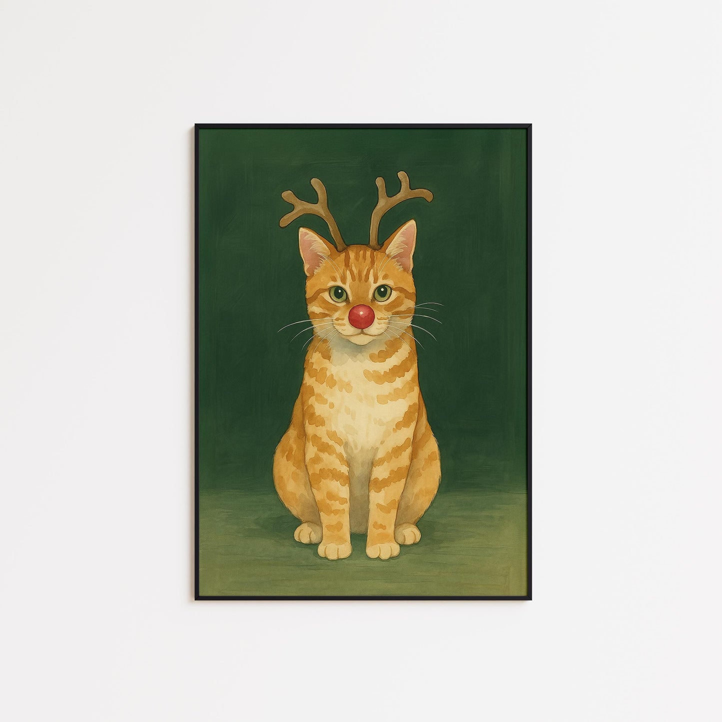 Christmas Cat Poster – Festive Wall Art With Adorable Tabby Cat Illustration