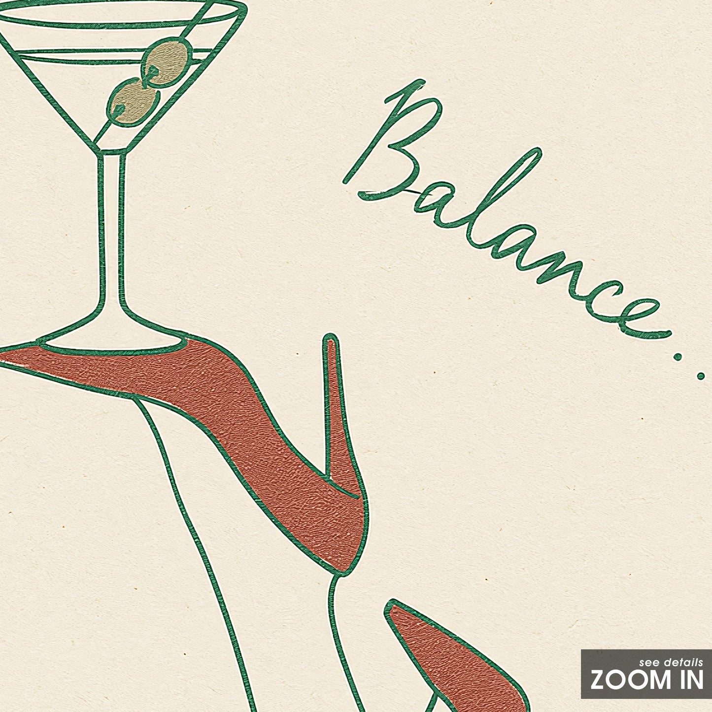 Balance Poster – Minimal Martini Glass Wall Art