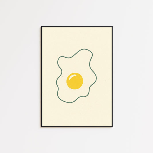 Sunny Side Up Poster – Minimal Kitchen Wall Art, Breakfast Food Illustration Print