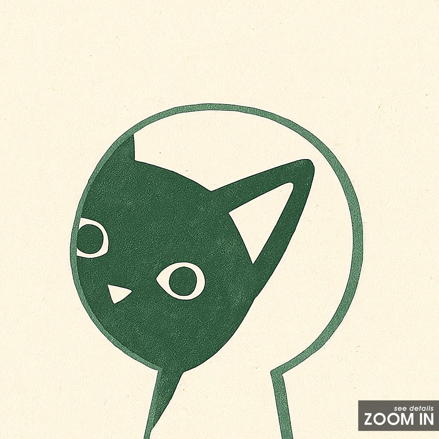 Keyhole Cat – Minimal Line Art Poster, Playful Modern Home Wall Print