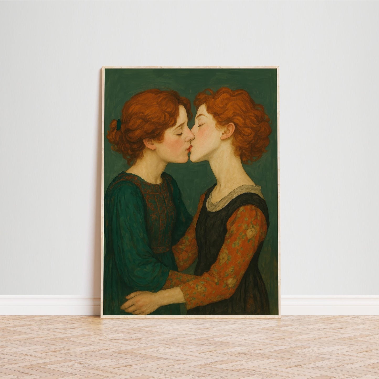 Lesbian Lovers Kiss – Queer Art Print | Romantic Vintage Love Poster