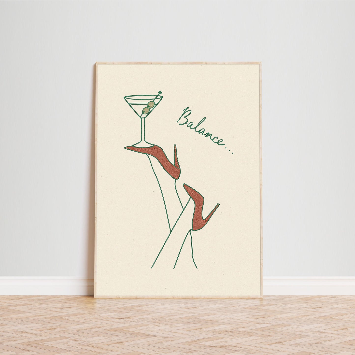 Balance Poster – Minimal Martini Glass Wall Art