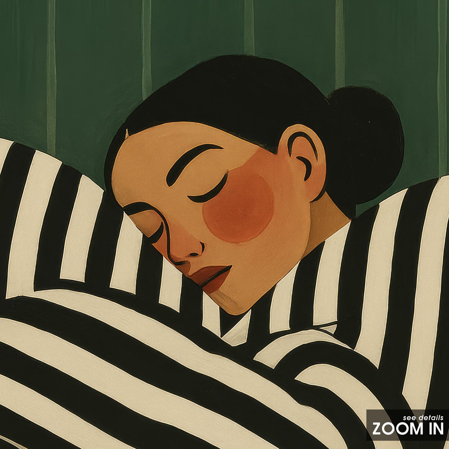 Feminine Wall Art – Minimalist Poster With Black and White Stripes for Cozy Bedroom Decor