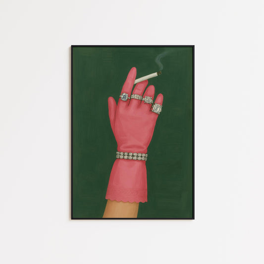 Vintage Glam Poster – Glamorous Wall Decor With Pink Glove & Cigarette Print
