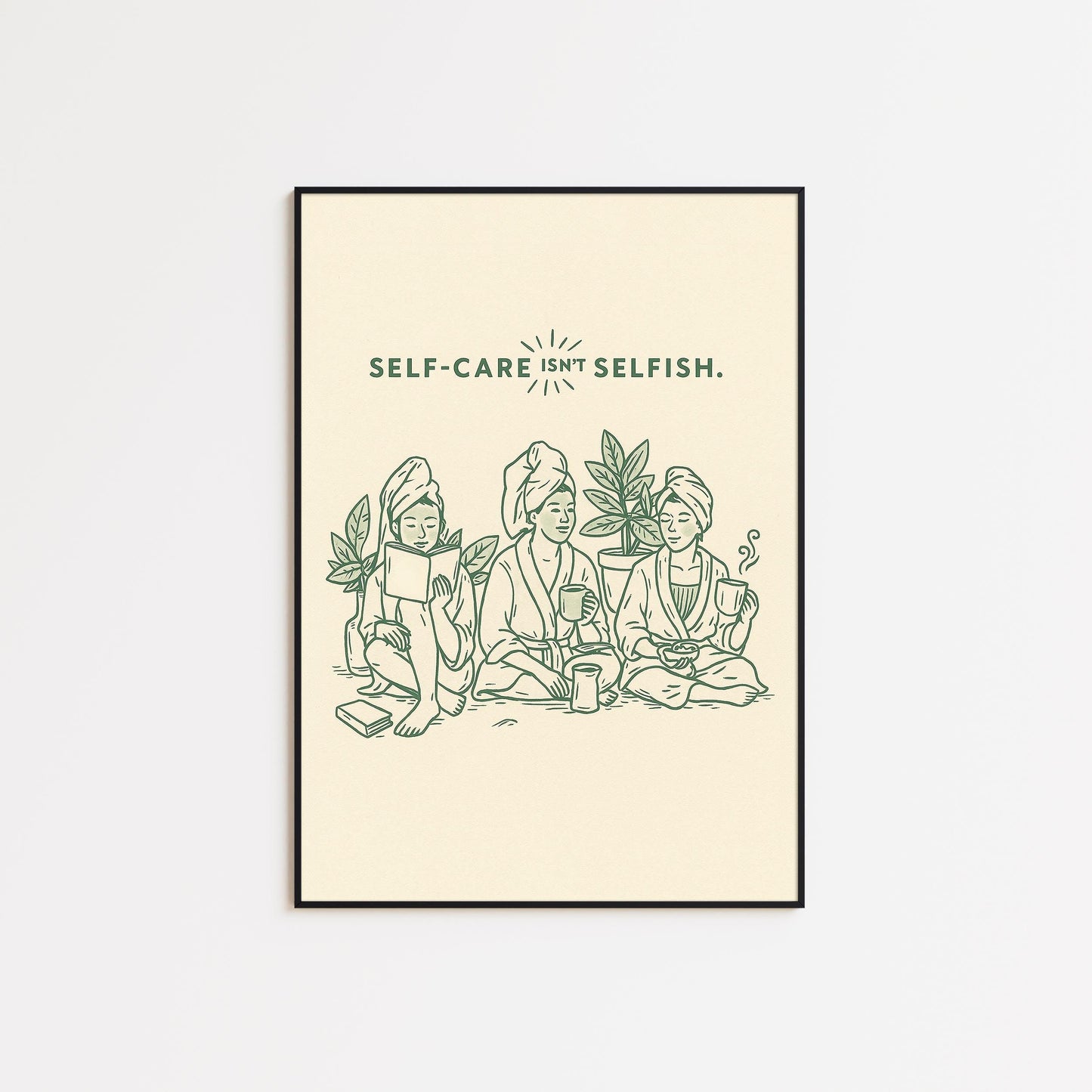 Self Care Poster – Mindful Line Art Print | Feminine Wellness Wall Art Decor