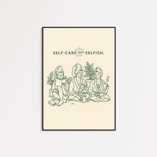 Self Care Poster – Mindful Line Art Print | Feminine Wellness Wall Art Decor