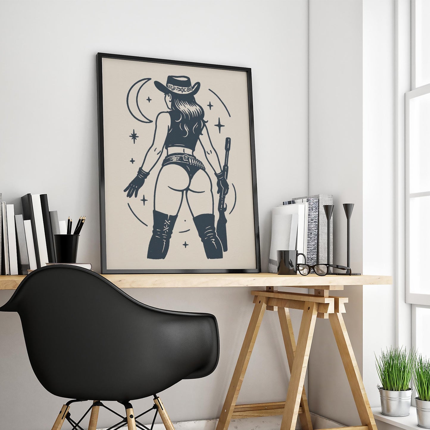 Cowgirl Moonshot – Retro Western Booty Poster
