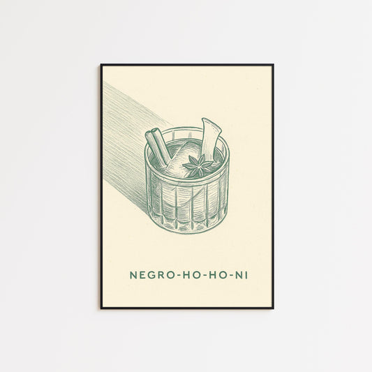 Holiday Negroni Poster – Vintage Cocktail Print | Festive Drink Art Decor